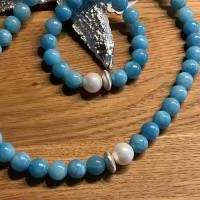 Handgefertigte extravagante Halskette ,traumhaft schöne Perlenkette Blaue Perlenkette,Halsschmuck,Schmuck, Geschenk Bild 1