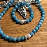 Handgefertigte extravagante Halskette ,traumhaft schöne Perlenkette Blaue Perlenkette,Halsschmuck,Schmuck, Geschenk Bild 2