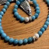 Handgefertigte extravagante Halskette ,traumhaft schöne Perlenkette Blaue Perlenkette,Halsschmuck,Schmuck, Geschenk Bild 4