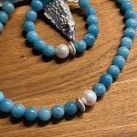 Handgefertigte extravagante Halskette ,traumhaft schöne Perlenkette Blaue Perlenkette,Halsschmuck,Schmuck, Geschenk Bild 5