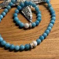 Handgefertigte extravagante Halskette ,traumhaft schöne Perlenkette Blaue Perlenkette,Halsschmuck,Schmuck, Geschenk Bild 6