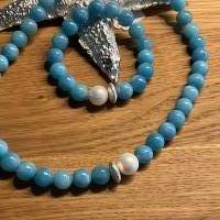 Handgefertigte extravagante Halskette ,traumhaft schöne Perlenkette Blaue Perlenkette,Halsschmuck,Schmuck, Geschenk Bild 8