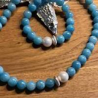 Handgefertigte extravagante Halskette ,traumhaft schöne Perlenkette Blaue Perlenkette,Halsschmuck,Schmuck, Geschenk Bild 9