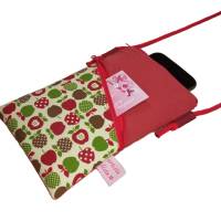 Handytasche zum Umhängen dunkelrot Crossbag Mini Umhängetasche handmade aus Baumwollstoff Auswahl Farbe Muster Größe Bild 2
