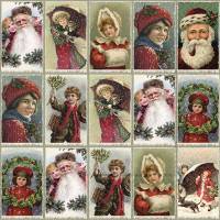 20 Lunchservietten Christmas Collage, nostalgische Weihnachtsmänner mit Kindern Bild 1