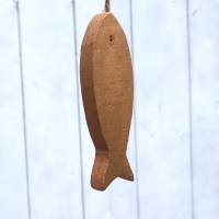 Deko Hänger maritim Fisch aus Holz goldfarbig Bild 2