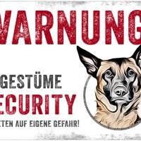 Hundeschild UNGESTÜME SECURITY (Malinois), wetterbeständiges Warnschild Bild 1