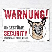 Hundeschild UNGESTÜME SECURITY (Malinois), wetterbeständiges Warnschild Bild 2