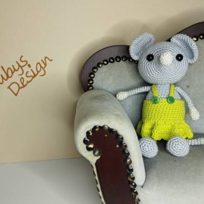 Kleines Mäusemädchen, bespielbare Figur aus mercerierte Baumwolle mit Sicherheitsaugen, Handmade Unikat