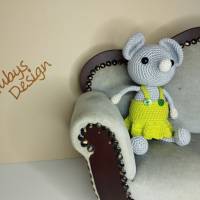 Kleines Mäusemädchen, bespielbare Figur aus mercerierte Baumwolle mit Sicherheitsaugen, Handmade Unikat Bild 5