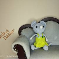 Kleines Mäusemädchen, bespielbare Figur aus mercerierte Baumwolle mit Sicherheitsaugen, Handmade Unikat Bild 6