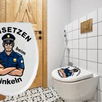 WC-Toiletten Aufkleber Police-Sticker-Tür-Fun-Bad-Toilette-Cartoon Aufkleber- Wunschtext-Personalisierbar Bild 1