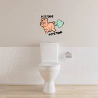 WC-Toiletten AufkleberAchtung Pupszone-Tür-Bad-Toilette-Cartoon Aufkleber-Wunschtext-Personalisierbar Bild 1