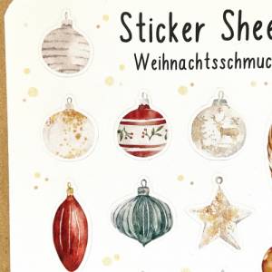 Weihnachten | Kugeln | Weihnachtsschmuck | Aufkleber | Bullet Journal Sticker| Weihnachtkugel | Scrapbook Planer Sticker Bild 3