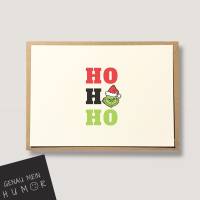 Grinch Karte zu Weihnachten, lustige Weihnachtskarte HoHoHo - Karte für alle Weihnachtsfans ;)- Karte mit lustigen, iron Bild 1