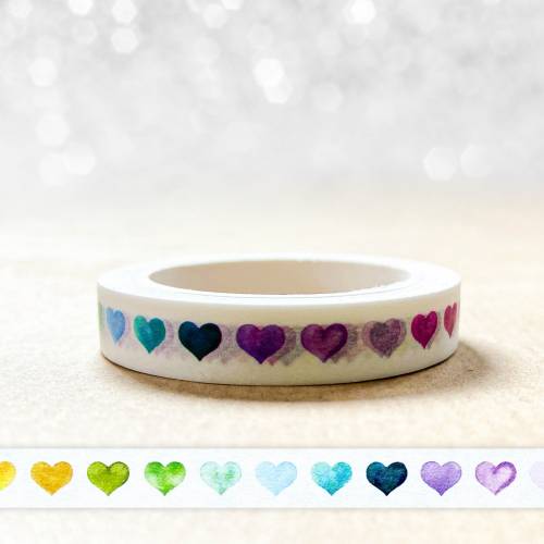 Washi Tape | bunte mini Herzen | 10 m | Aufkleber | Bulletjournal | Journal Sticker | Watercolor