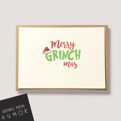 Grinch Karte zu Weihnachten, lustige Weihnachtskarte Merry Grinchmas - Karte für alle Weihnachtsfans ;)- Karte mit lusti