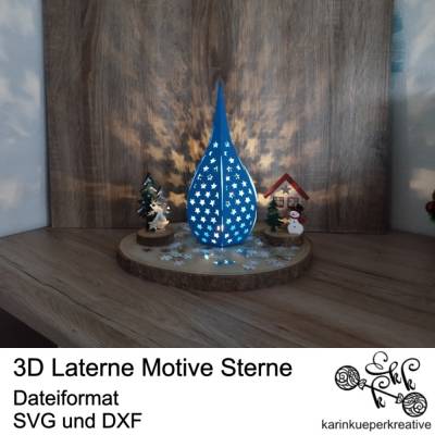Plotterdatei 3D Laterne Motiv Sterne