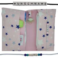 Windeltasche mit Name to go Wickeltasche XL Sterne rosa weiß blau grau Windeletui Geschenk Geburt Mädchen Baby unterwegs Bild 1