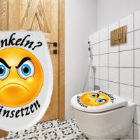 WC-Toiletten Aufkleber Emotion Pinkeln ?-Sticker-Tür-Fun-Bad-Toilette-Cartoon Aufkleber- Wunschtext-Personalisierbar Bild 1