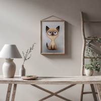 Siam Katzen Poster | Bilder für Diele, Esszimmer, Wohnzimmer & Kinderzimmer [A3]  | Fluffy Hugs Bild 1