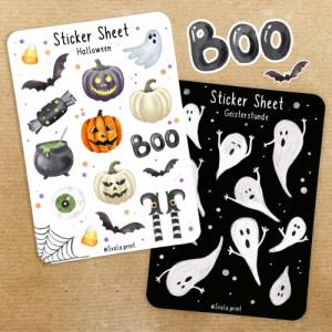 Sticker Halloween | Geister | Aufkleber Bulletjournal | Journal Sticker | Watercolor Bild 1