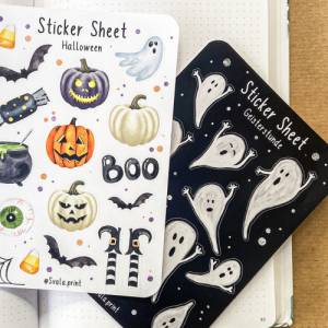 Sticker Halloween | Geister | Aufkleber Bulletjournal | Journal Sticker | Watercolor Bild 4