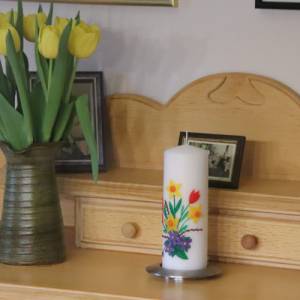 Flacher Metall-Leuchter aus Messing, vernickelt, matt gebürstet, für Kerzen mit einem Durchmesser von 70 mm geeignet Bild 4