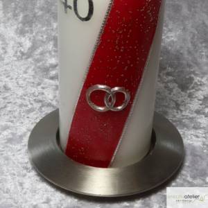 Flacher Metall-Leuchter aus Messing, vernickelt, matt gebürstet, für Kerzen mit einem Durchmesser von 70 mm geeignet Bild 6