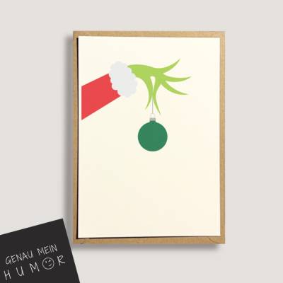 Grinch Karte zu Weihnachten, lustige Weihnachtskarte Grinch Weihnachten - Karte für alle Weihnachtsfans ;)- Karte mit lu