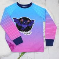 Fledermaus | Langarmshirt | Mädchenshirt | Raglanshirt | Handmade | türkis | pink | dunkelblau Bild 1