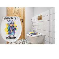 WC-Toiletten Aufkleber Oma Hingesetzt-Tür-Bad-Toilette-Cartoon Aufkleber-Wunschtext-Personalisierbar Bild 1