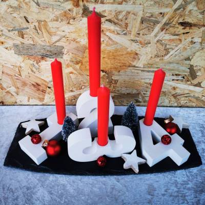 Adventszahlen auf Schiefer, erstellt aus Keraflott (Keine Gießform)