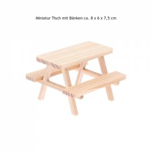 Minitisch mit Bänken | Zubehör Wichteltür | Sitzgruppe Holz mini Bild 2