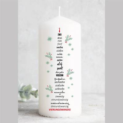Adventskalenderkerze – Kalenderkerze aus Wachs mit Zahlen, Weihnachtskerze, 20 cm hoch, handgefertigt