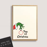 Grinch Karte zu Weihnachten als besonderer Countdown, lustige Weihnachtskarte Grinch Weihnachten - Karte für alle Weihna Bild 1