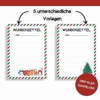 Wunschzettel für Weihnachten Druckvorlage - Wunschliste zum Selberdrucken - Weihnachtsmann - Digitaler Download Bild 3