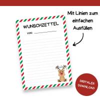 Wunschzettel für Weihnachten Druckvorlage - Wunschliste zum Selberdrucken - Weihnachtsmann - Digitaler Download Bild 5