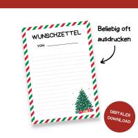 Wunschzettel für Weihnachten Druckvorlage - Wunschliste zum Selberdrucken - Weihnachtsmann - Digitaler Download Bild 6
