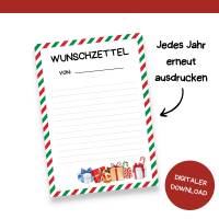 Wunschzettel für Weihnachten Druckvorlage - Wunschliste zum Selberdrucken - Weihnachtsmann - Digitaler Download Bild 7