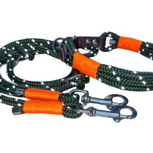 Hundeleine und Halsband Set, beides verstellbar, oliv reflektierend, neonorange, 8 oder 10 mm Stärke, Jagd Farben Bild 7