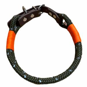 Hundeleine und Halsband Set, beides verstellbar, oliv reflektierend, neonorange, 8 oder 10 mm Stärke, Jagd Farben Bild 9