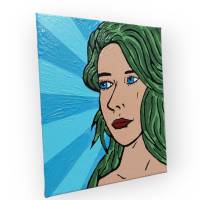 Leinwandbild handgemalt Pop Art "Frau mit grünem Haar" Bild 1