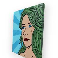 Leinwandbild handgemalt Pop Art "Frau mit grünem Haar" Bild 10