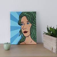 Leinwandbild handgemalt Pop Art "Frau mit grünem Haar" Bild 2