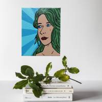 Leinwandbild handgemalt Pop Art "Frau mit grünem Haar" Bild 3