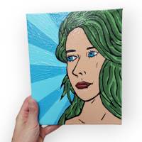 Leinwandbild handgemalt Pop Art "Frau mit grünem Haar" Bild 8