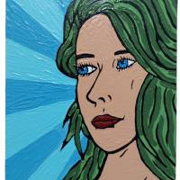 Leinwandbild handgemalt Pop Art "Frau mit grünem Haar" Bild 9