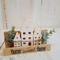 Geschenkset Deko Holz 3 Häuser Home sweet Home Gips Raysin schwarze Schrift DIY Bild 7