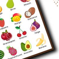 Obst und Gemüse Lernposter Set | Deutsch Montessori Poster | Kinderzimmer Wanddeko | Bild 3